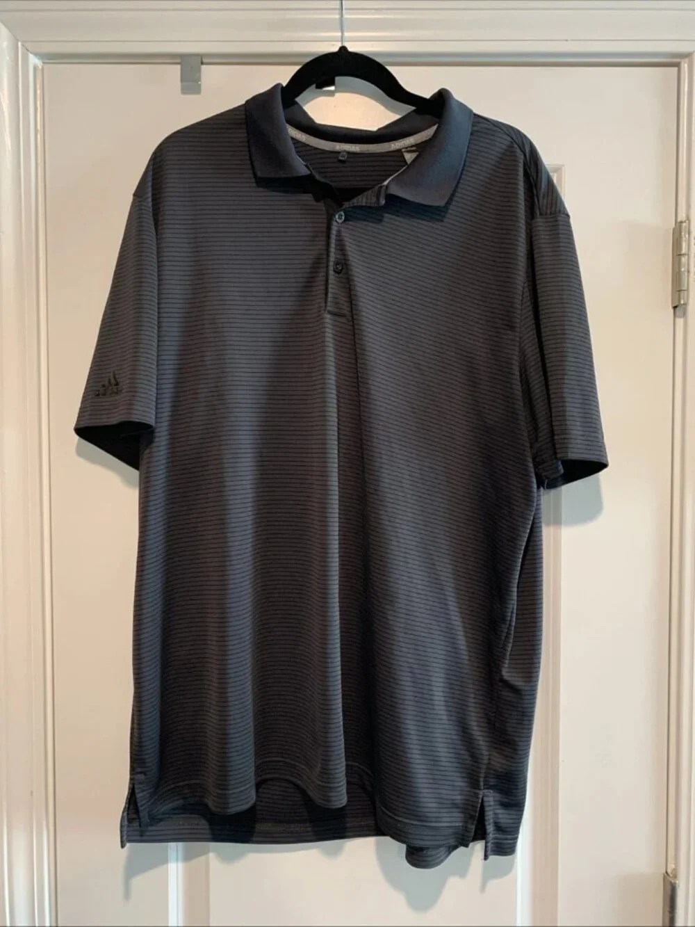 Adidas Men's XL Striped Golf Polo Shirt Black Short Sleeve Athletic Golf